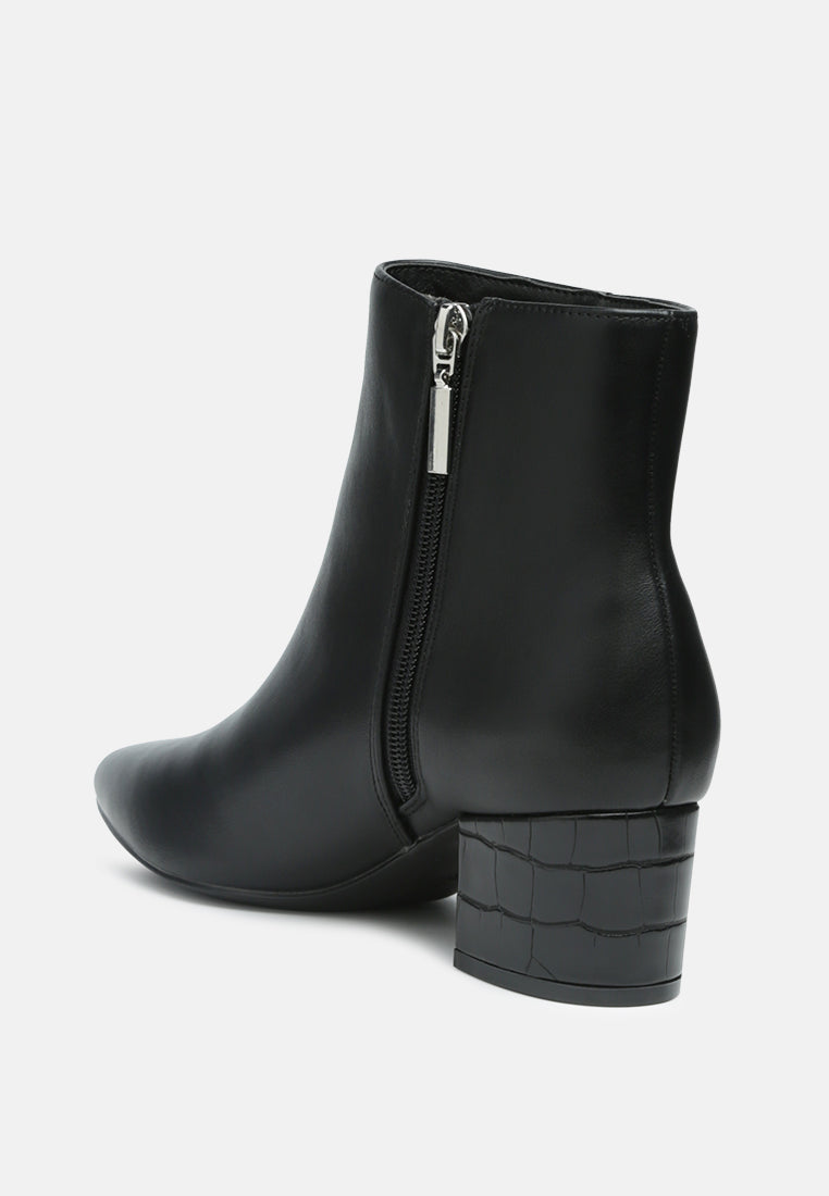 Pointed Toe Block Heel Ankle Boots
