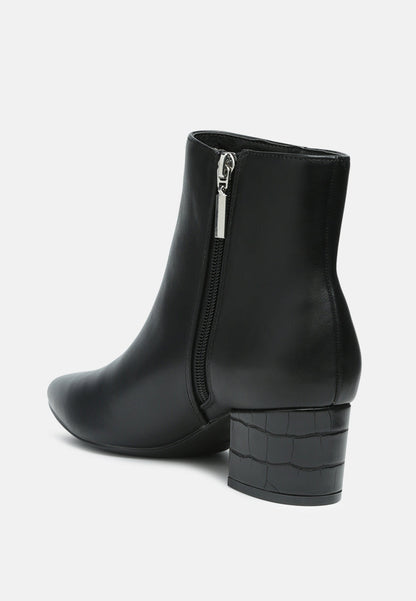 Pointed Toe Block Heel Ankle Boots