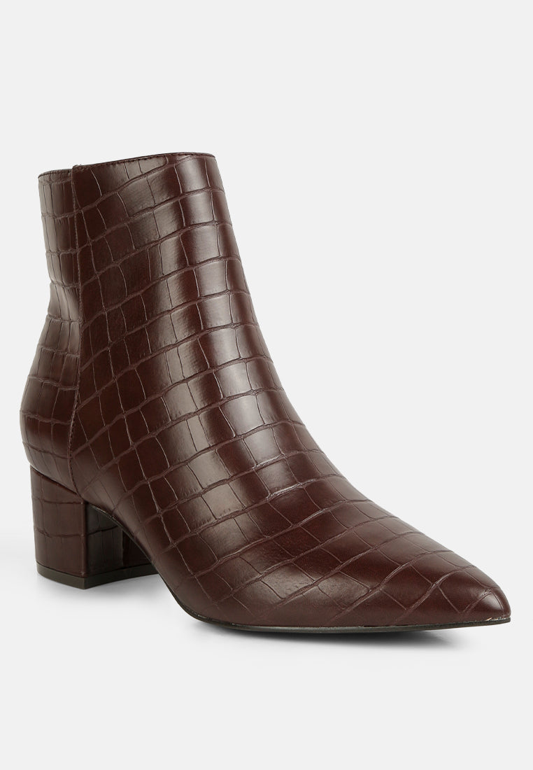 Pointed Toe Block Heel Ankle Boots