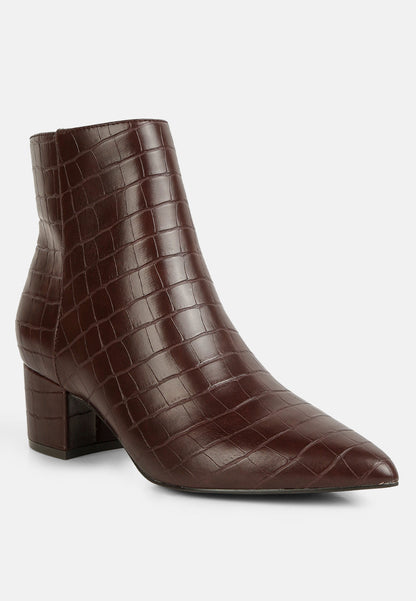 Pointed Toe Block Heel Ankle Boots