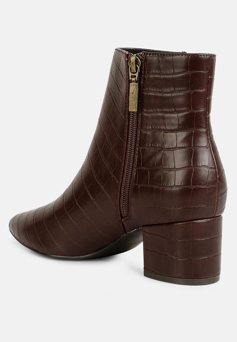 Pointed Toe Block Heel Ankle Boots