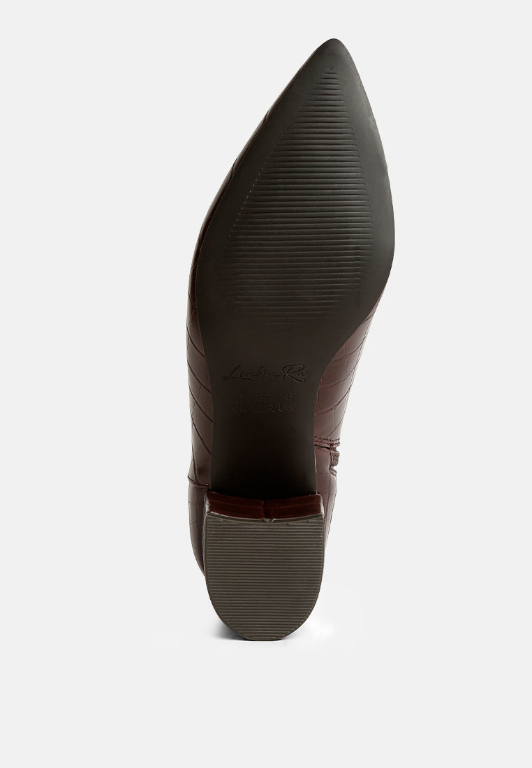 Pointed Toe Block Heel Ankle Boots
