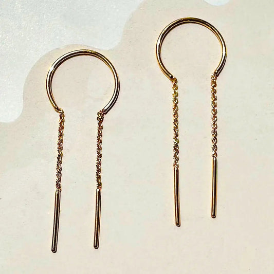 Slim Bar Threader Chime Earrings — Sculptural Minimalist Modern Drop - Earrings