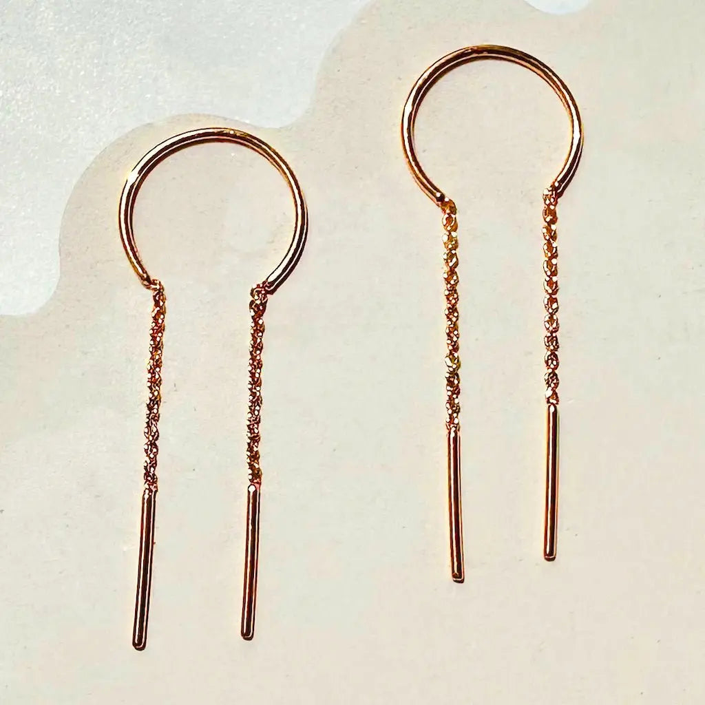 Slim Bar Threader Chime Earrings — Sculptural Minimalist Modern Drop - Earrings