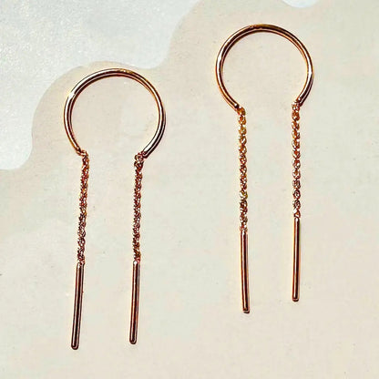 Slim Bar Threader Chime Earrings — Sculptural Minimalist Modern Drop - Earrings