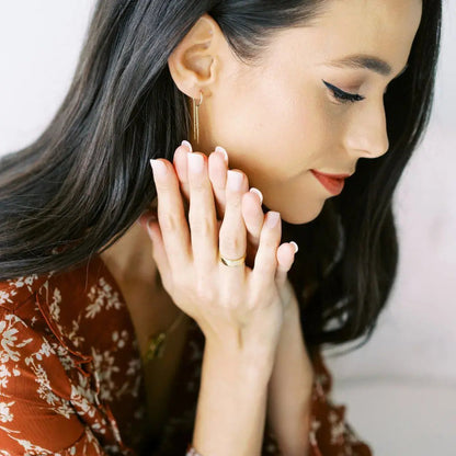 Slim Bar Threader Chime Earrings — Sculptural Minimalist Modern Drop - Earrings