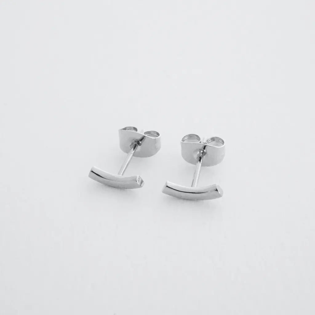 Miniature Arc Stud Earrings — Sleek Minimalist 9mm Everyday Jewelry - Earrings