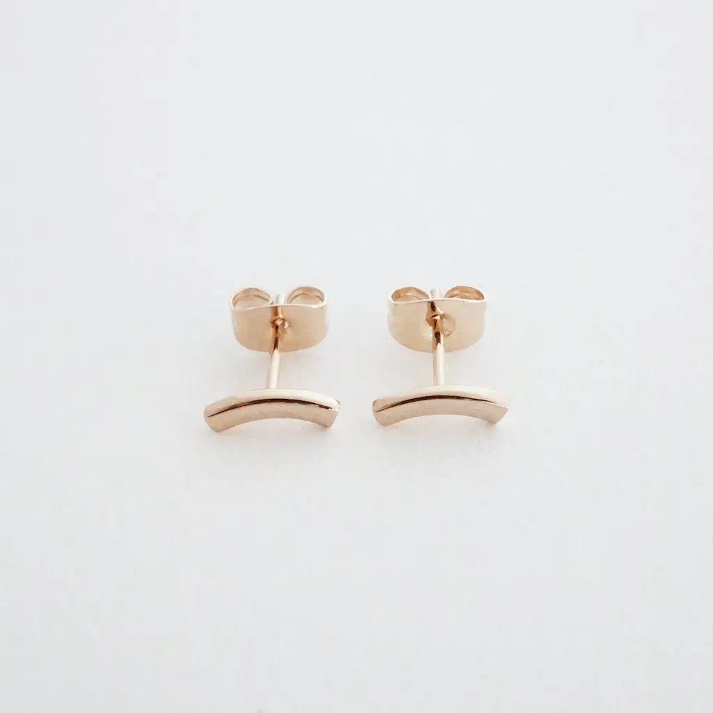 Miniature Arc Stud Earrings — Sleek Minimalist 9mm Everyday Jewelry - Earrings