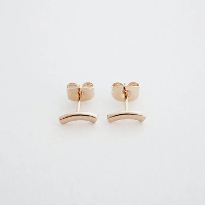Miniature Arc Stud Earrings — Sleek Minimalist 9mm Everyday Jewelry - Earrings