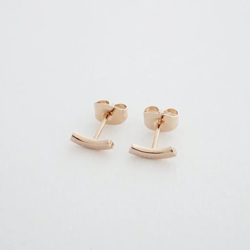 Miniature Arc Stud Earrings — Sleek Minimalist 9mm Everyday Jewelry - Earrings