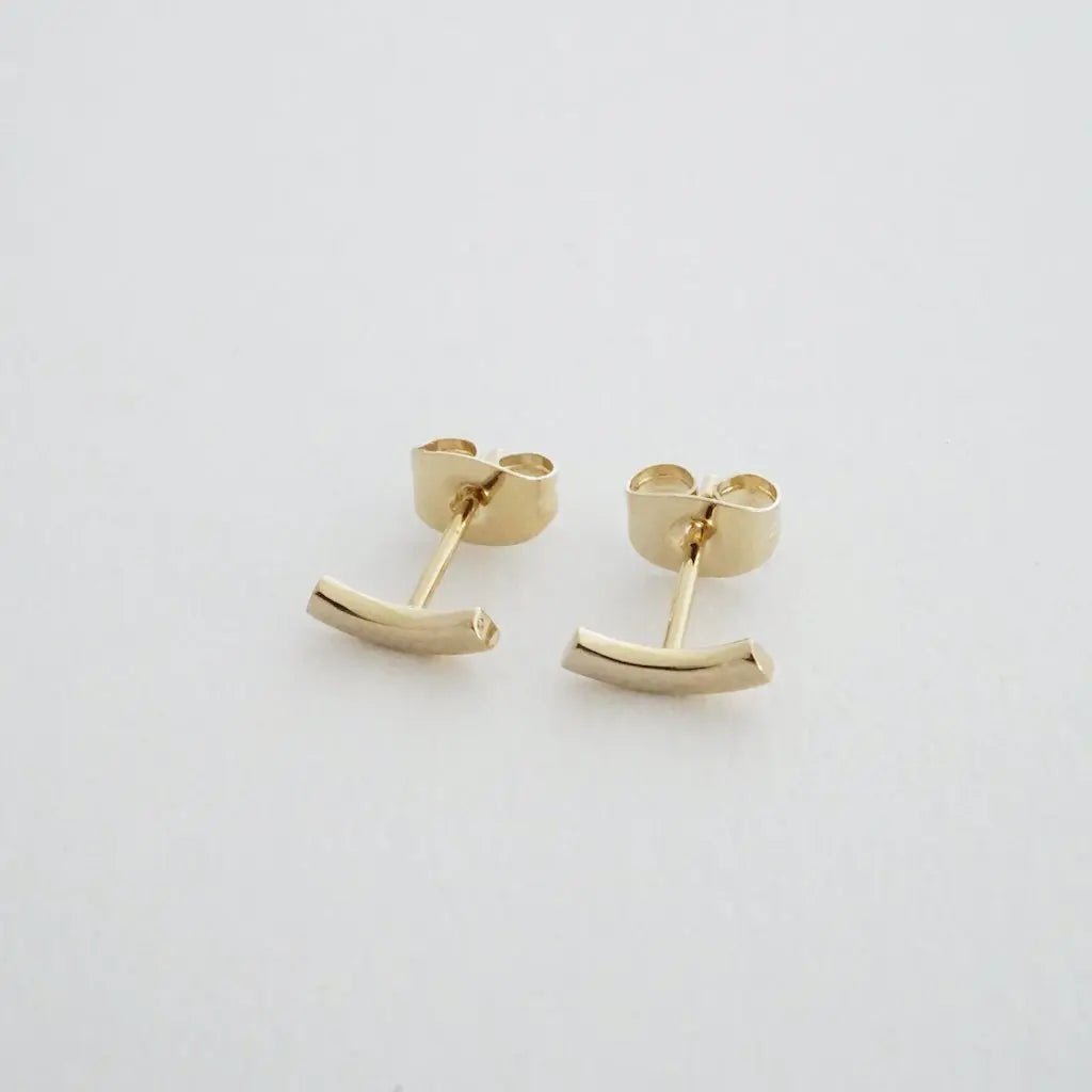 Miniature Arc Stud Earrings — Sleek Minimalist 9mm Everyday Jewelry - Earrings