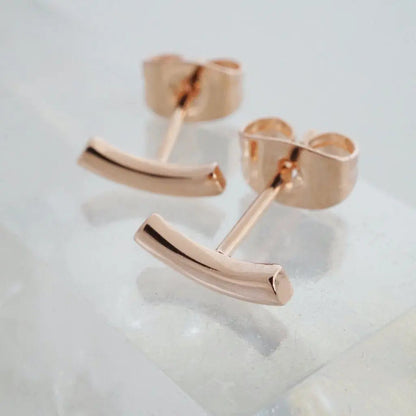 Miniature Arc Stud Earrings — Sleek Minimalist 9mm Everyday Jewelry - Earrings