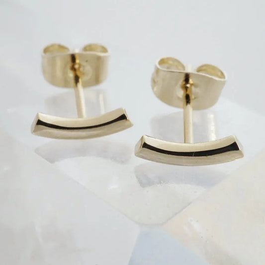 Miniature Arc Stud Earrings — Sleek Minimalist 9mm Everyday Jewelry - Earrings