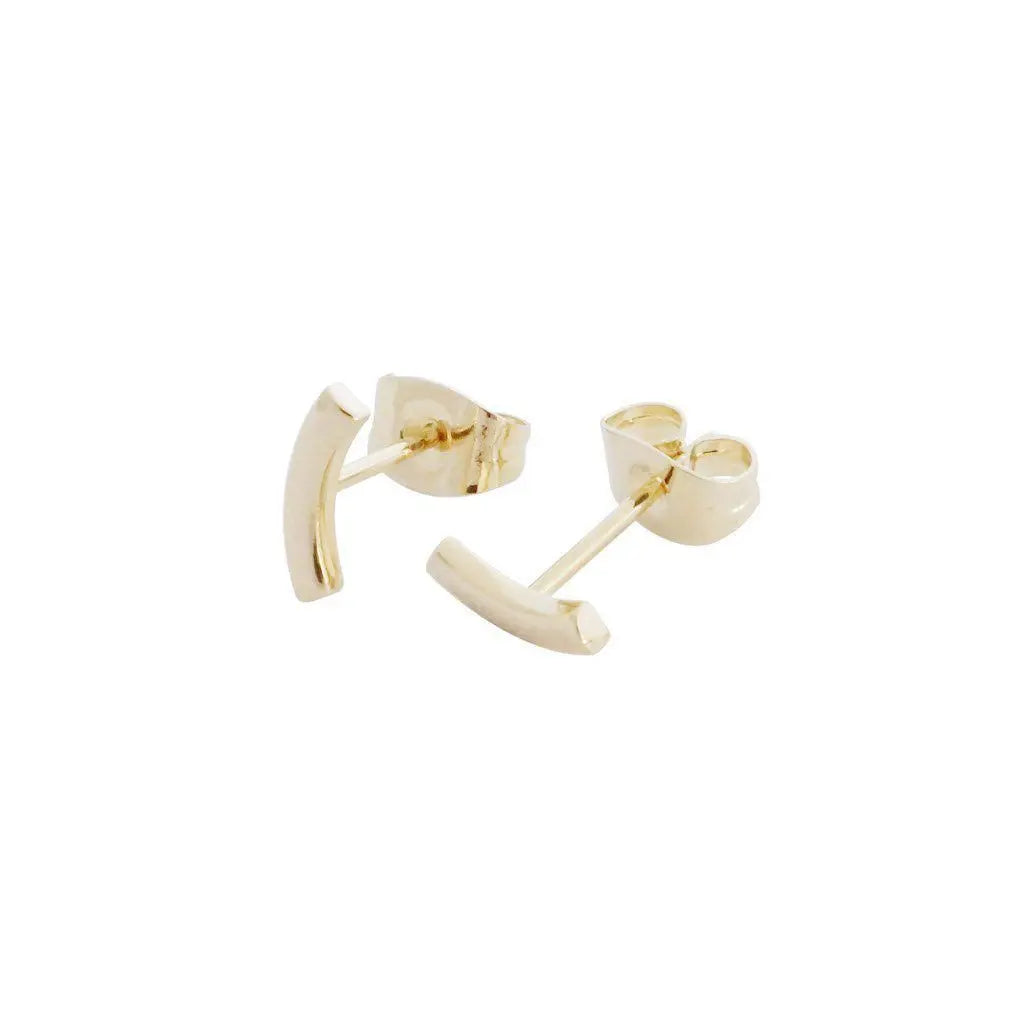 Miniature Arc Stud Earrings — Sleek Minimalist 9mm Everyday Jewelry - Earrings
