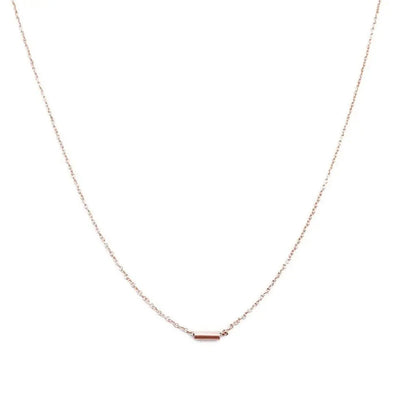 Tiny Pipe Bar Pendant Necklace — Minimalist Delicate Chain Everyday Jewelry - Rose Gold Necklaces