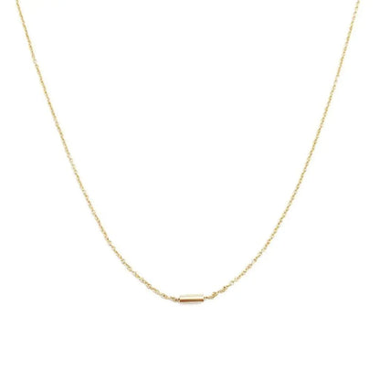 Tiny Pipe Bar Pendant Necklace — Minimalist Delicate Chain Everyday Jewelry - Gold Necklaces
