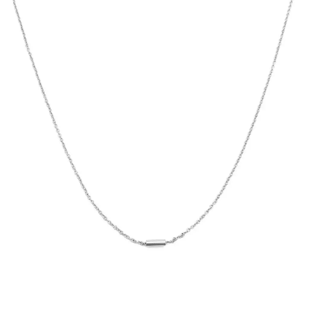 Tiny Pipe Bar Pendant Necklace — Minimalist Delicate Chain Everyday Jewelry - Necklaces
