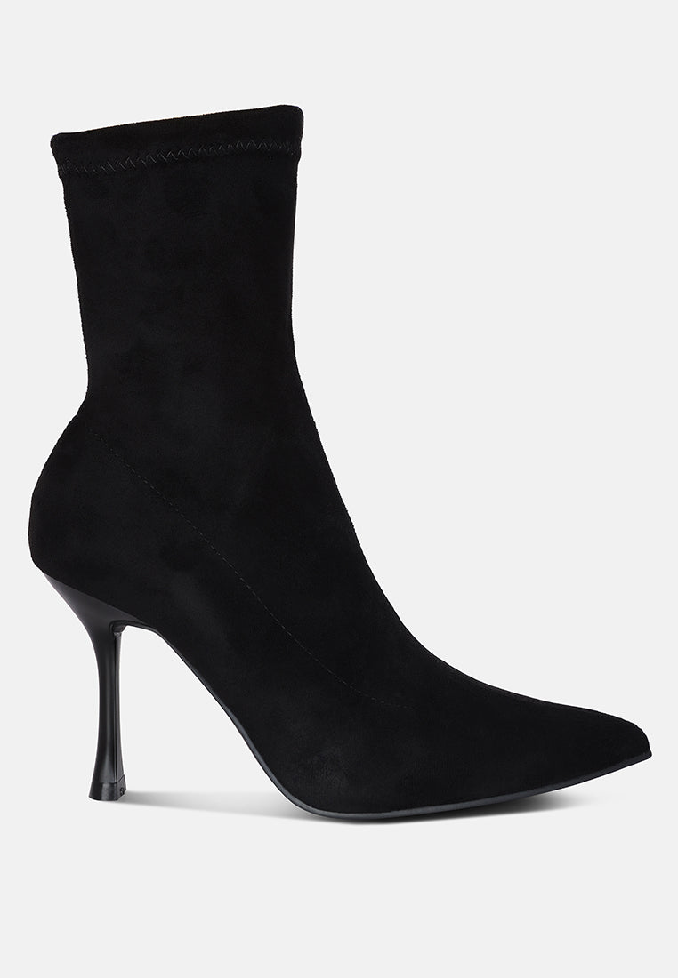Stiletto Pointed Toe Ankle Boots Black