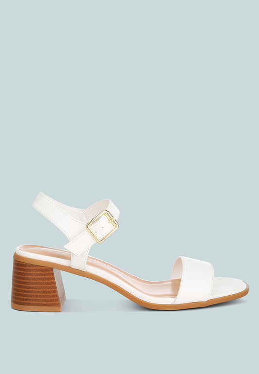 Women's Stacked Heel Sandals, Cushioned Comfort Sole White