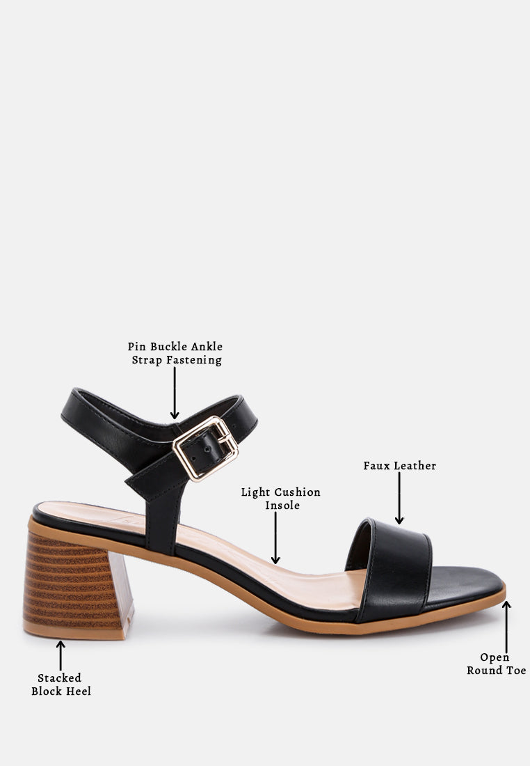 Women's Stacked Heel Sandals, Cushioned Comfort Sole - Sandals