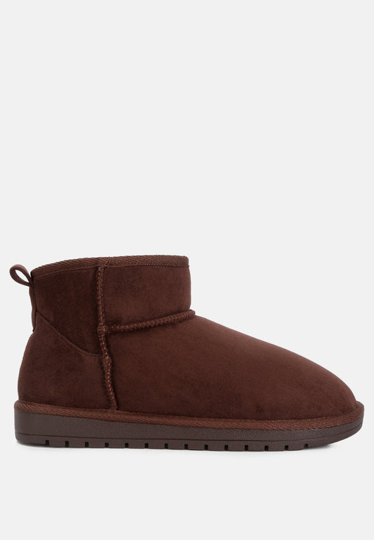 High Ankle Flat Winter Boots Dark Brown