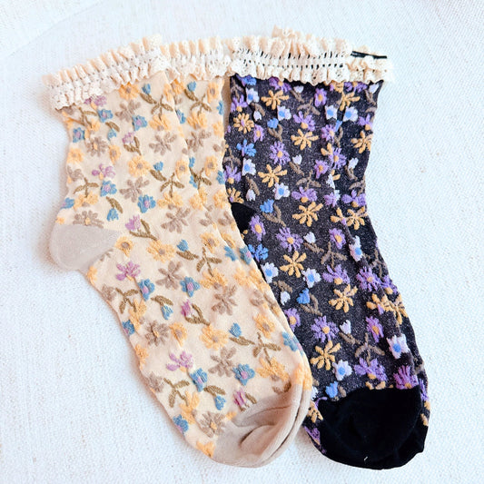 Vintage Blossom Socks Set Of 2 - Socks