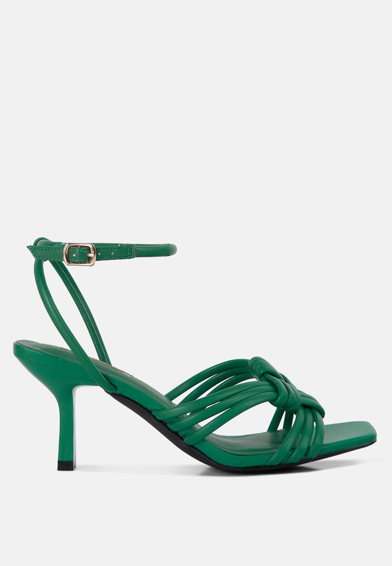 Women's Box Knot Pin Heel Sandals - Green Sandals