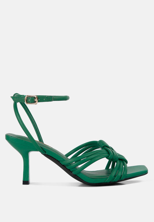 Women's Box Knot Pin Heel Sandals Green