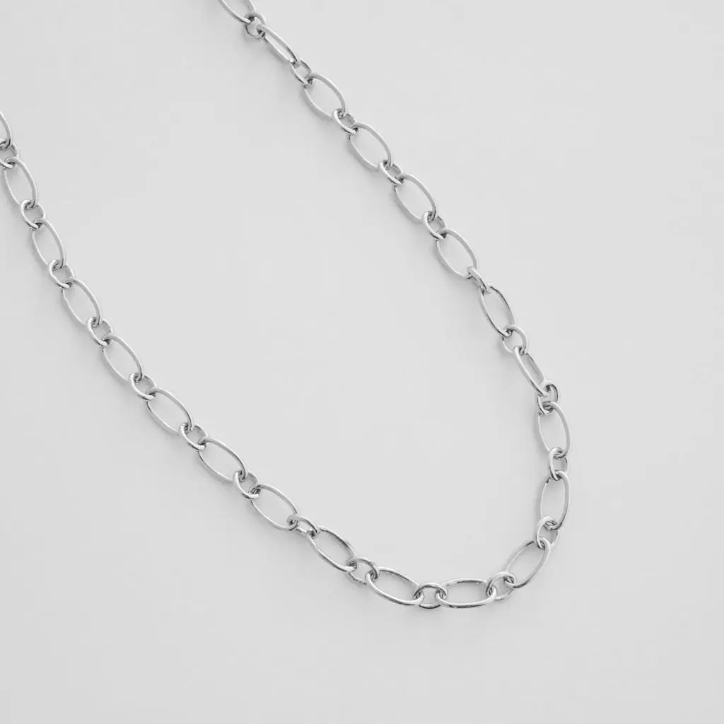 Alternating Oval Link Chain Necklace — Shimmering Bold Layering Everyday Jewelry - Necklaces