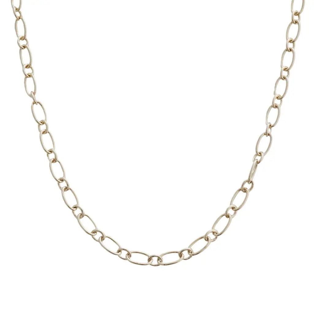 Alternating Oval Link Chain Necklace — Shimmering Bold Layering Everyday Jewelry - Gold Necklaces