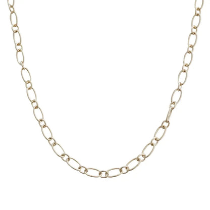 Alternating Oval Link Chain Necklace — Shimmering Bold Layering Everyday Jewelry - Gold Necklaces