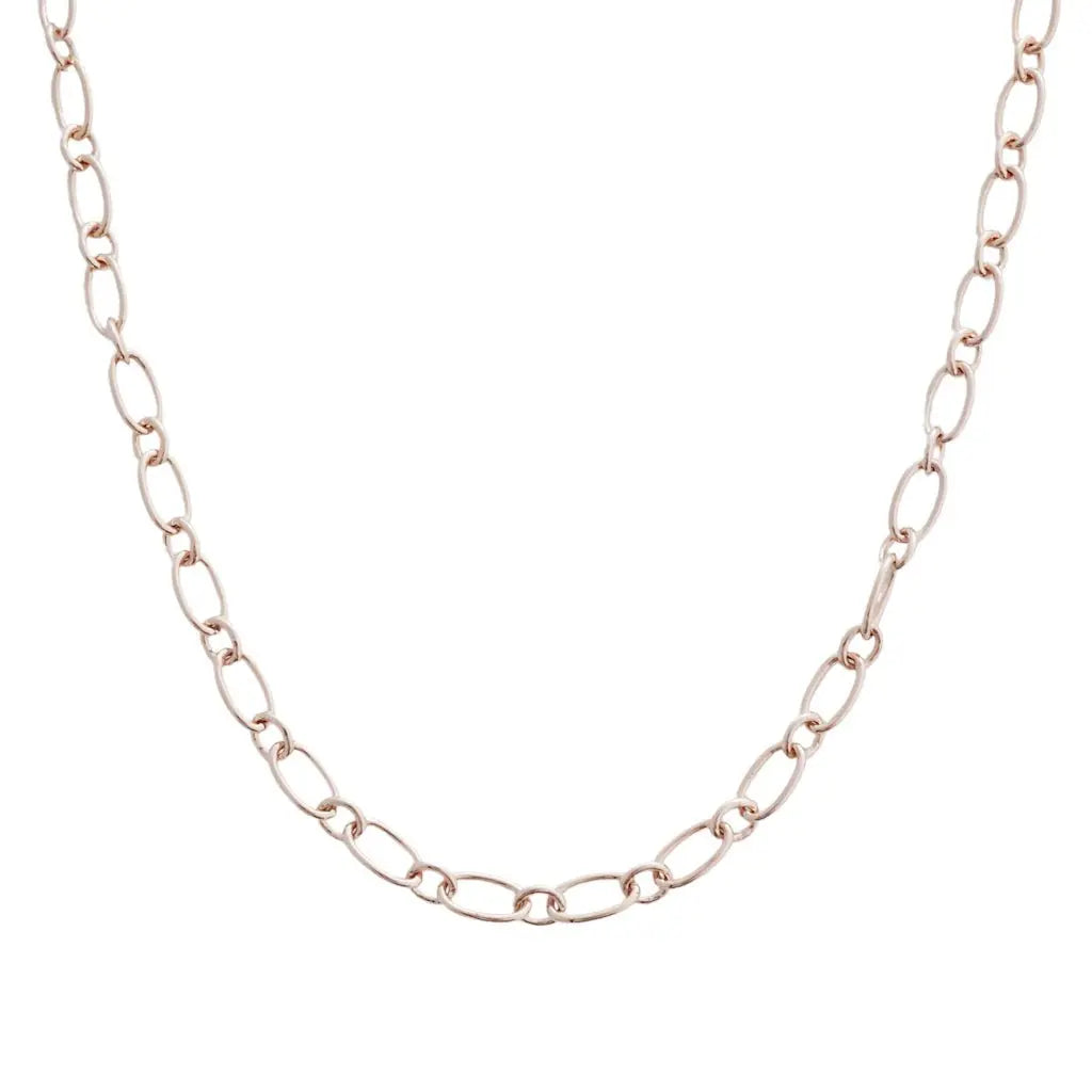 Alternating Oval Link Chain Necklace — Shimmering Bold Layering Everyday Jewelry - Rose Gold Necklaces