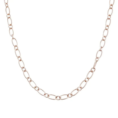 Alternating Oval Link Chain Necklace — Shimmering Bold Layering Everyday Jewelry - Rose Gold Necklaces
