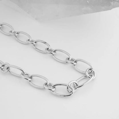 Alternating Oval Link Chain Necklace — Shimmering Bold Layering Everyday Jewelry - Necklaces