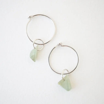 Wishing Crystal Accent Minimalist Hoop Earrings — Dainty Gemstone Drop - Rose Gold Earrings