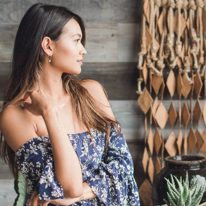 Wishing Crystal Accent Minimalist Hoop Earrings — Dainty Gemstone Drop - Earrings