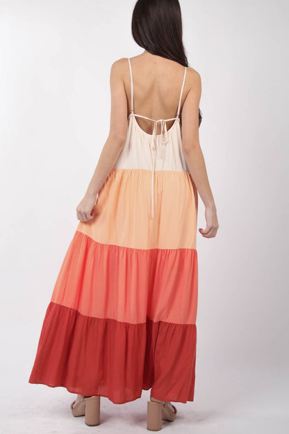 Color Block Tiered Maxi Cami Dress for Women | Maxi Dresses | Ro + Ivy