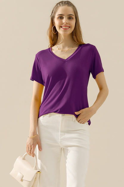 Ninexis Full Size V-Neck Short Sleeve T-Shirt | T-Shirt | Ro + Ivy