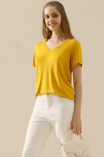 Ninexis Full Size V-Neck Short Sleeve T-Shirt | T-Shirt | Ro + Ivy