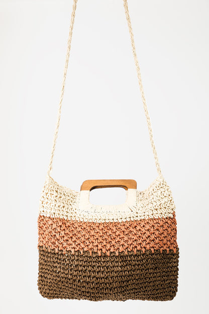 Women's Color Block Double-Use Braided Tote Bag | Bag | Ro + Ivy