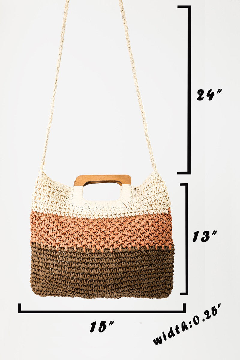 Women's Color Block Double-Use Braided Tote Bag | Bag | Ro + Ivy