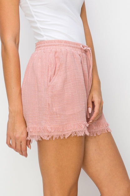Women's Drawstring Frayed Shorts | Shorts | Ro + Ivy