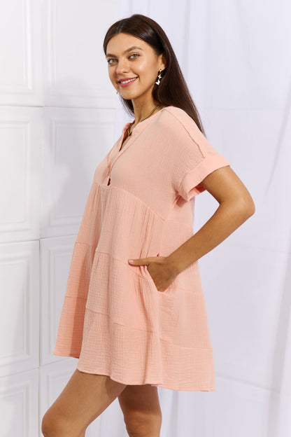 Women's Easy Going Full Size Gauze Tiered Ruffle Mini Dress | Mini Dresses | Ro + Ivy