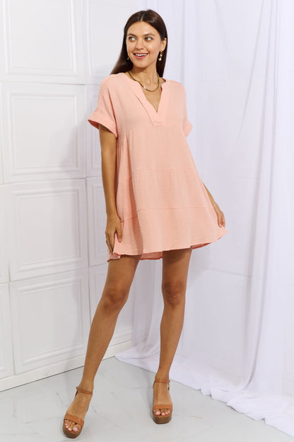 Women's Easy Going Full Size Gauze Tiered Ruffle Mini Dress | Mini Dresses | Ro + Ivy