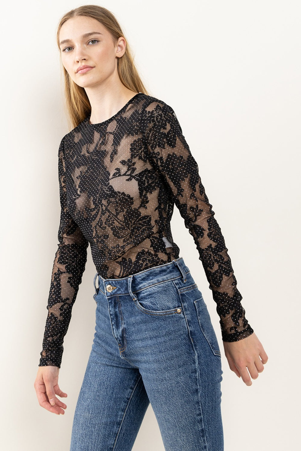 Women's Floral Lace Mesh Bodysuit | Bodysuits | Ro + Ivy