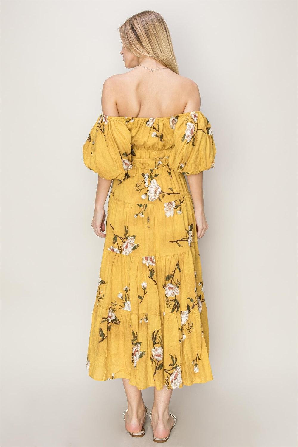 Women's Floral Puff Sleeve Tiered Midi Dress | Midi Dresses | Ro + Ivy