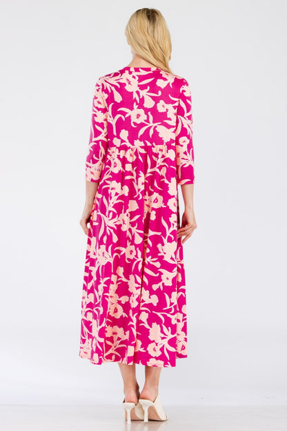 Women's Full Size Floral Round Neck Ruffle Hem Dress | Midi Dresses | Ro + Ivy