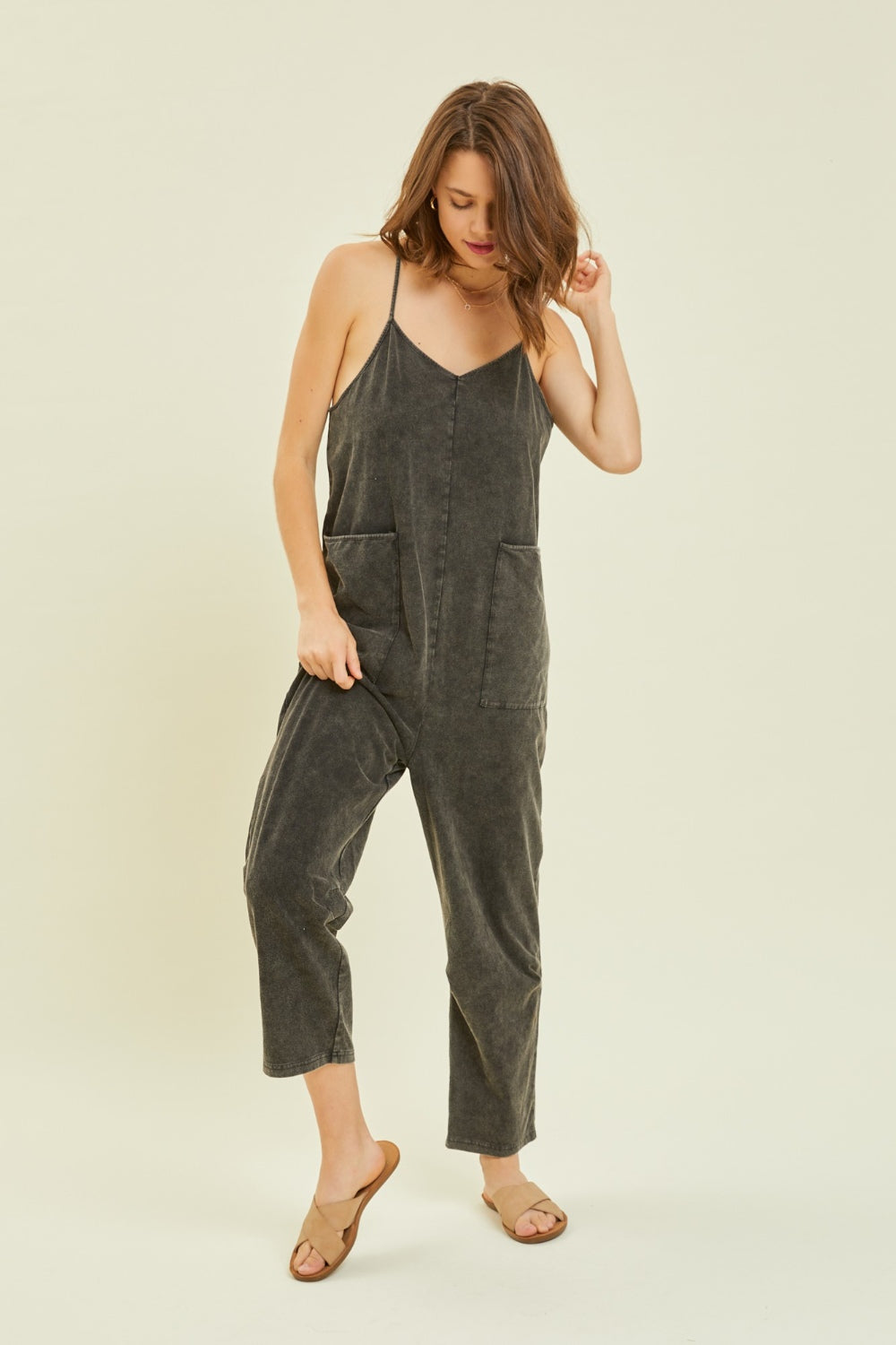 Women's Full Size Mineral-Washed Oversized Jumpsuit with Pockets | Jumpsuits | Ro + Ivy