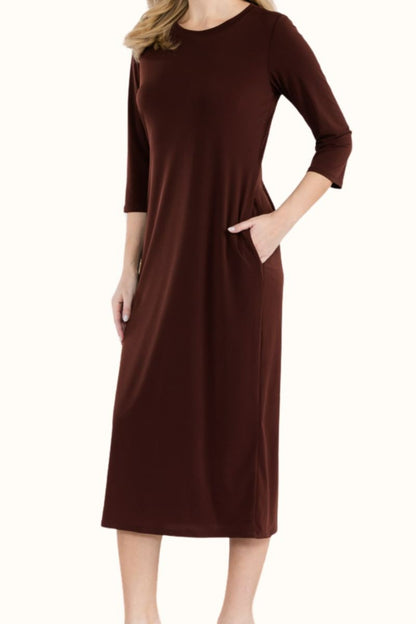 Women's Full Size Round Neck Midi Dress | Midi Dresses | Ro + Ivy