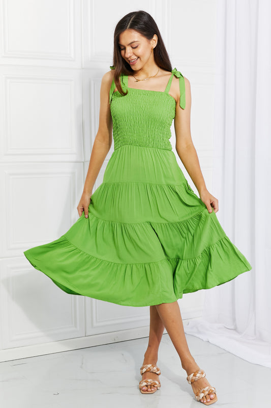 Women's Full Size Summer Solstice Smocked Tiered Midi Dress | Midi Dresses | Ro + Ivy